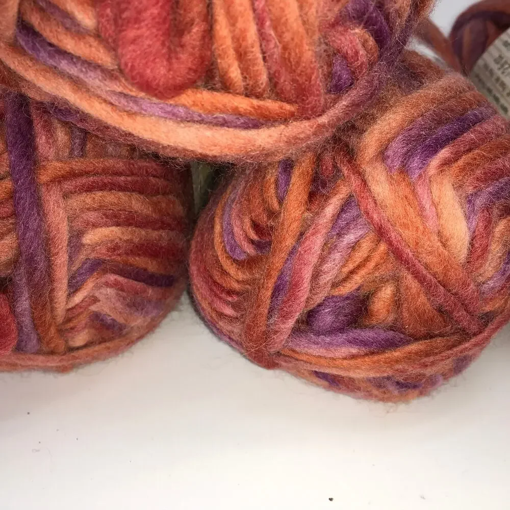 Bernat Felting Natural 100% Wool Yarn Gardenia Pink Orange Purple  *Lot 4 skein*